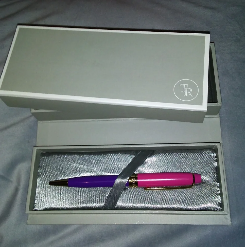 Ballpoint Metal Pen Purple Pink Gold with Gift Box Writing Journaling Refillable